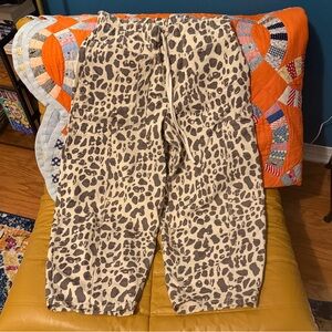 entro Beige and Brown Leopard barrel pants